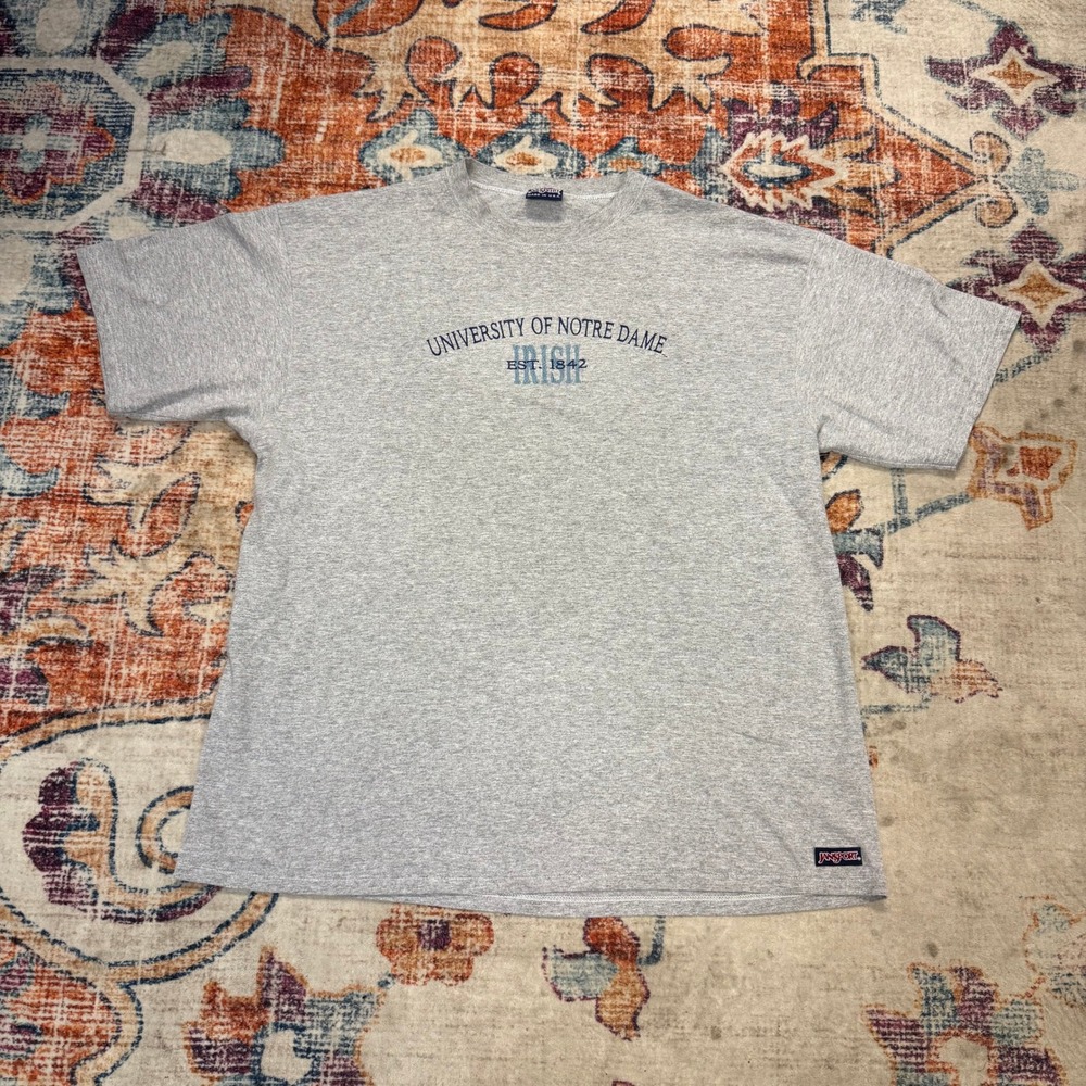 Jansport University of Notre Dame‎ Irish EST 1842 Gray T Shirt Mens XL